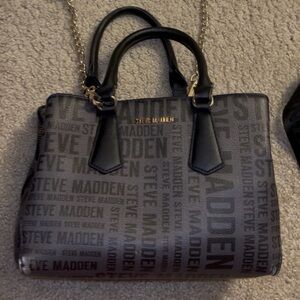 Steve Madden Black and Gold Satchel